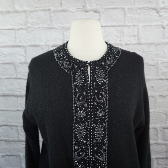 Vintage 50s Beaded Cardigan Sweater - Picture 2 of 6